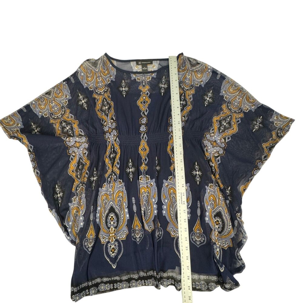INC International Concepts S Blue Mesh Tunic Top NWT 2 Pc Lined Batwing Boho - Picture 5 of 16